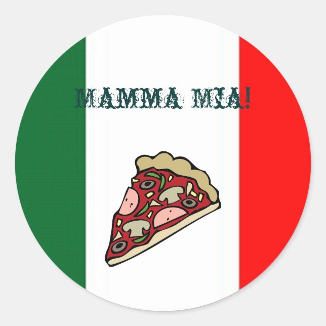 Rond Sticker Drapeau Pizza Italie (Devant)
