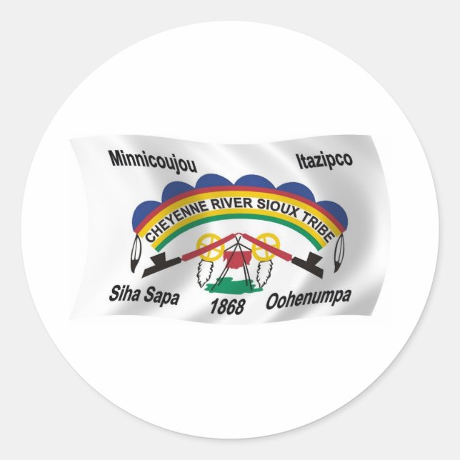 Rond Sticker Drapeau Sioux de Cheyenne River (Devant)