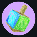 Rond Sticker Dreidel Violet<br><div class="desc">Ce sont des autocollants amusants pour Hanoukka !</div>