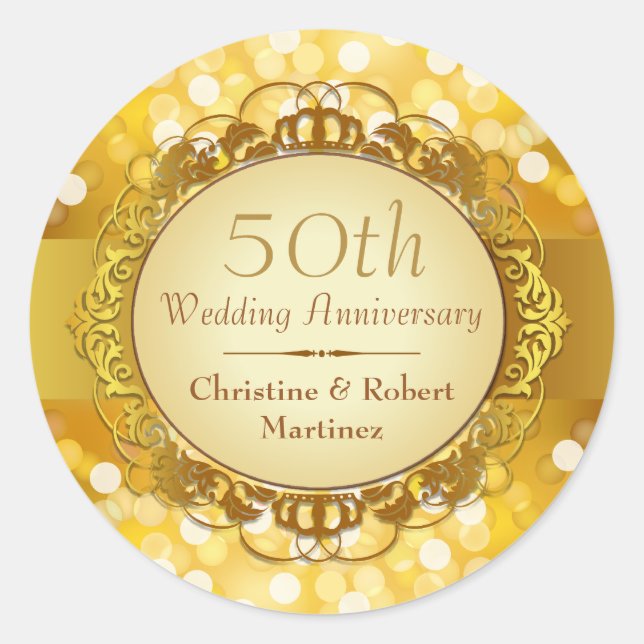 Rond Sticker du 50e anniversaire du Golden Bokeh (Devant)