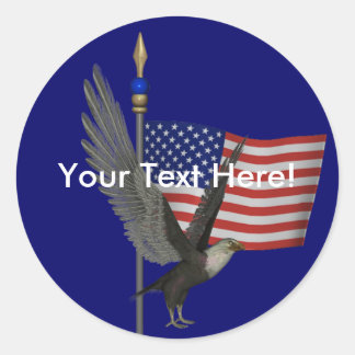 Rond Sticker du drapeau américain Bald Eagle