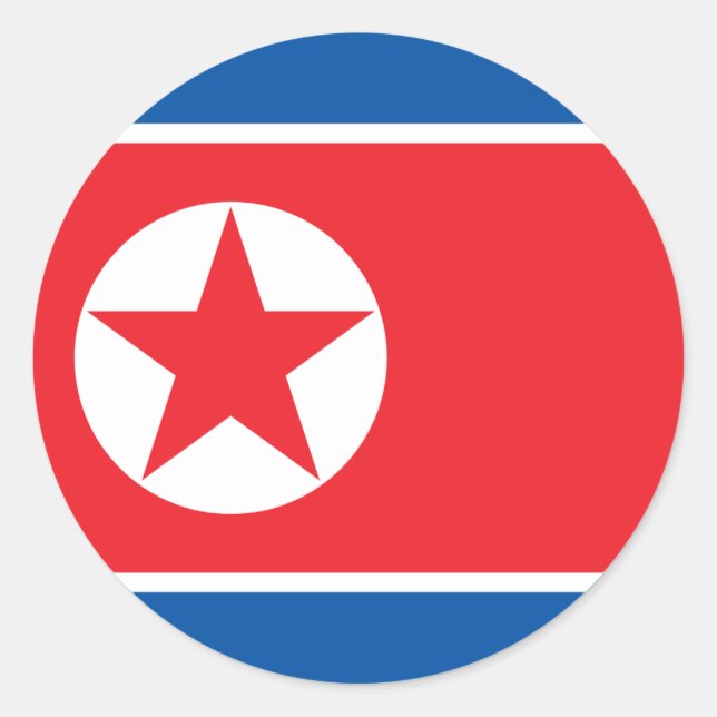 Rond Sticker du drapeau de la Corée du Nord (Devant)