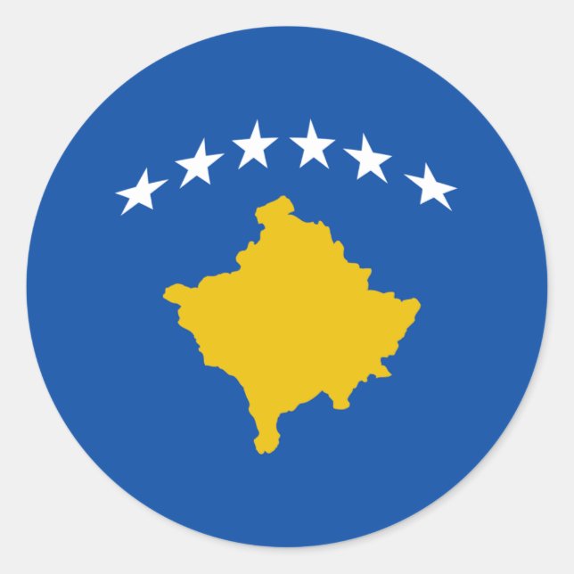 Rond Sticker du drapeau Fisheye du Kosovo (Devant)