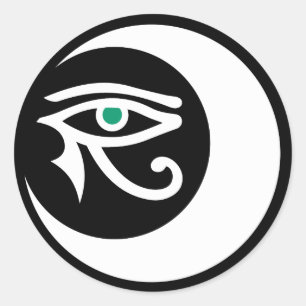Rond Sticker du logo LunaSees (blanc / oeil de jade)