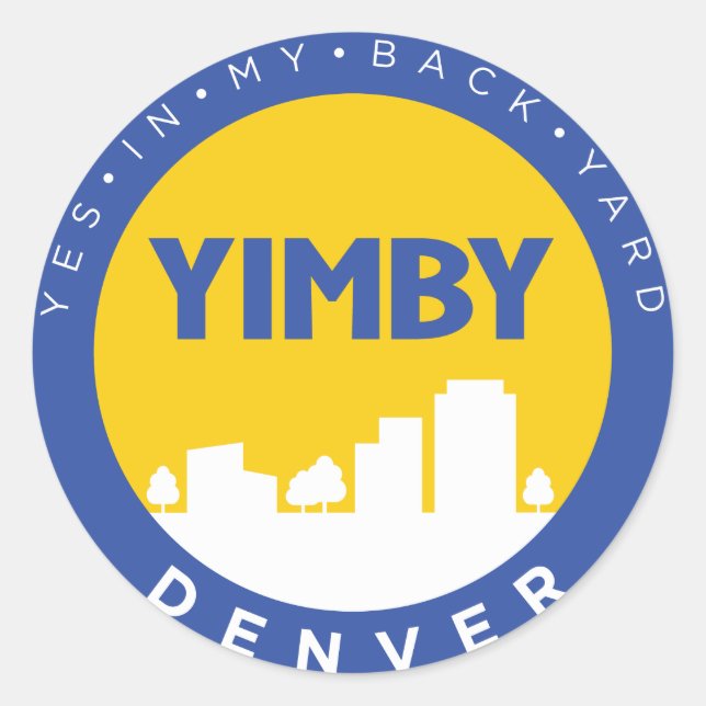 Rond Sticker du logo YIMBY Denver (Devant)
