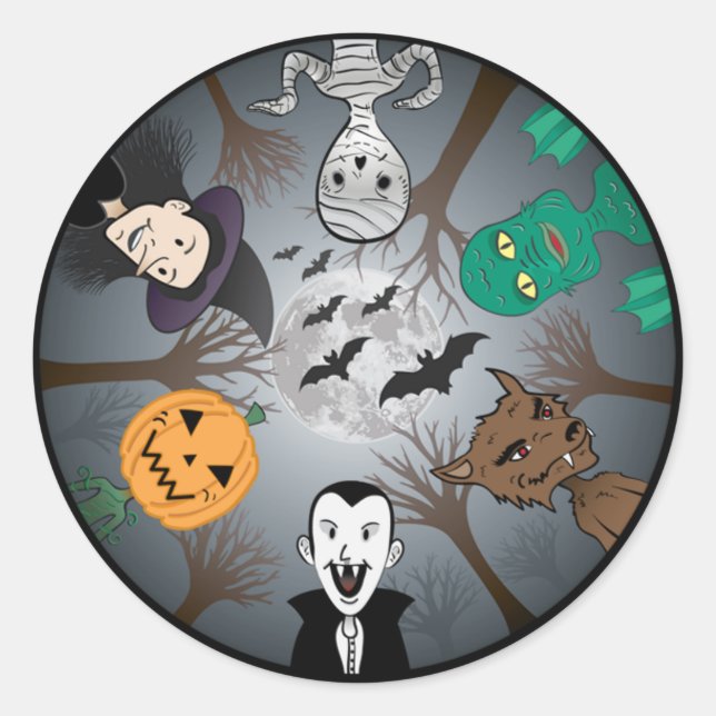 Rond Sticker du monstre d'Halloween (Devant)