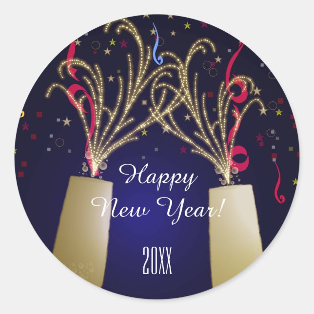 Rond Sticker du Nouvel An Festive (Devant)