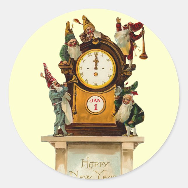 Rond Sticker du Nouvel An vintage (Devant)