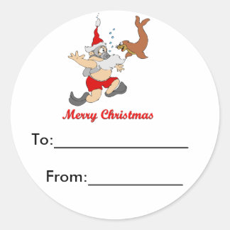 Rond Sticker du package Scuba Père Noël