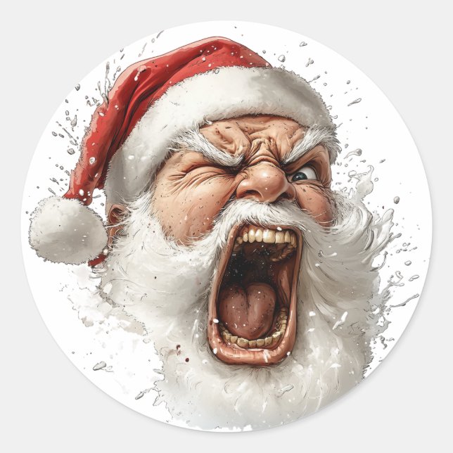 Rond Sticker du Père Noël en colère (Devant)