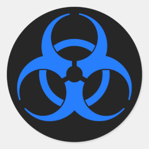 Rond Sticker du symbole bleu de risque biologique