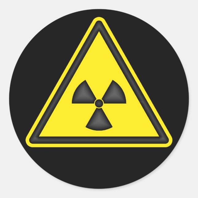 Rond Sticker du symbole d'avertissement de rayonnement (Devant)