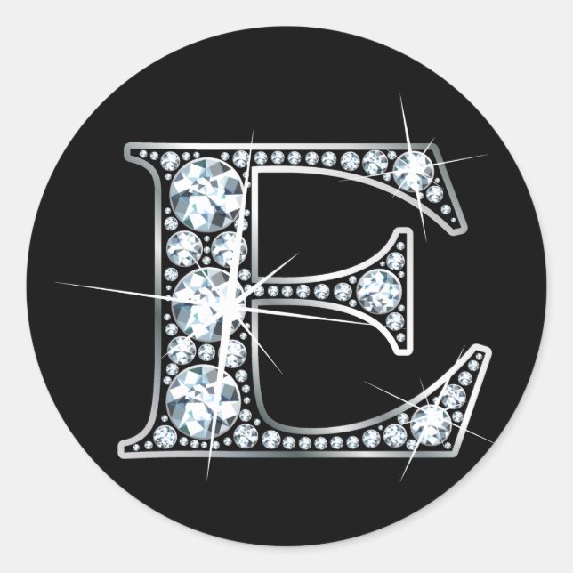 Rond Sticker "E" Faux-"Diamond Bling" (Devant)