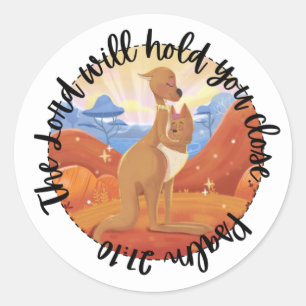 Rond Sticker Écriture (Psaume 27:10 Kangaroo)