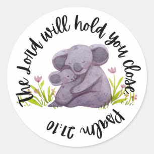 Rond Sticker Écriture (Psaume 27:10 Koala)