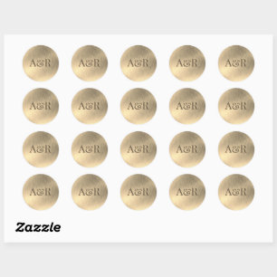 Rond Sticker effet or monogramme,