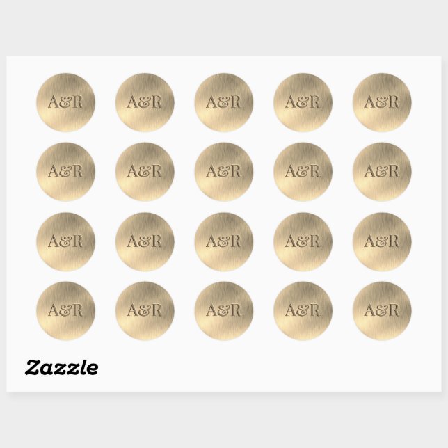 Rond Sticker effet or monogramme, (Feuille)