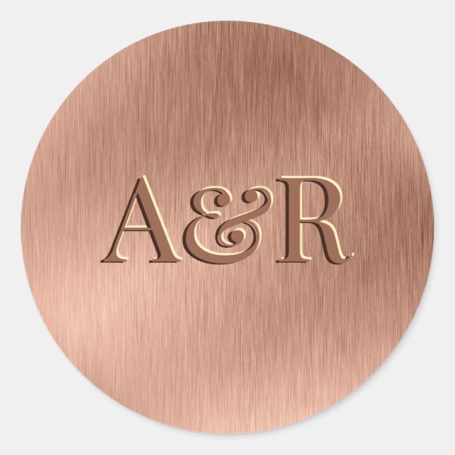 Rond Sticker effet or rose monogramme, (Devant)