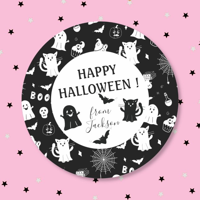 Rond Sticker éffrayant blanc blanc d'Halloween Kid (Créateur téléchargé)