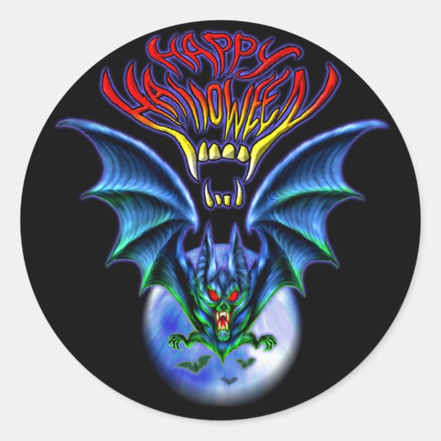 Rond Sticker éffrayant Halloween chauve (Devant)