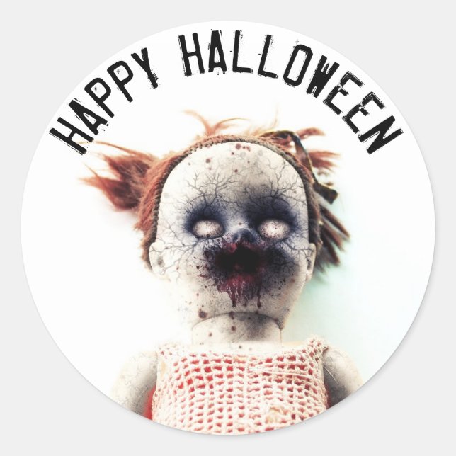 Rond Sticker Éffrayant Halloween effary Doll (Devant)