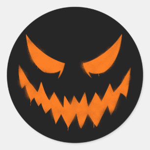 Rond Sticker éffrayant Halloween Jack-O'-lanterne