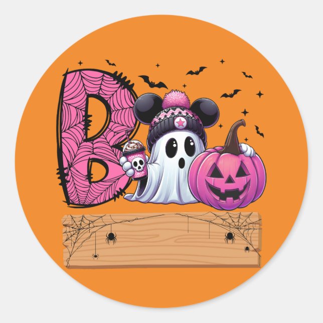 Rond Sticker éffrayant pour fantôme Boo (Devant)