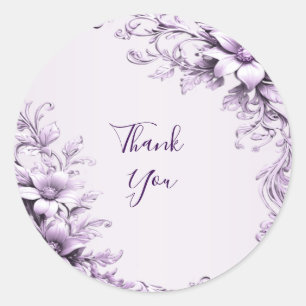 Rond Sticker élégant aux fleurs violettes