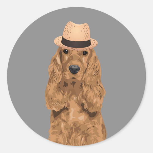 Rond Sticker élégant Cocker Spaniel pour Amoureux de le (Devant)