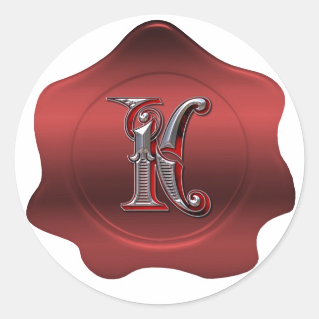 Rond Sticker élégant K Monogram Red Wax Seal Look (Devant)