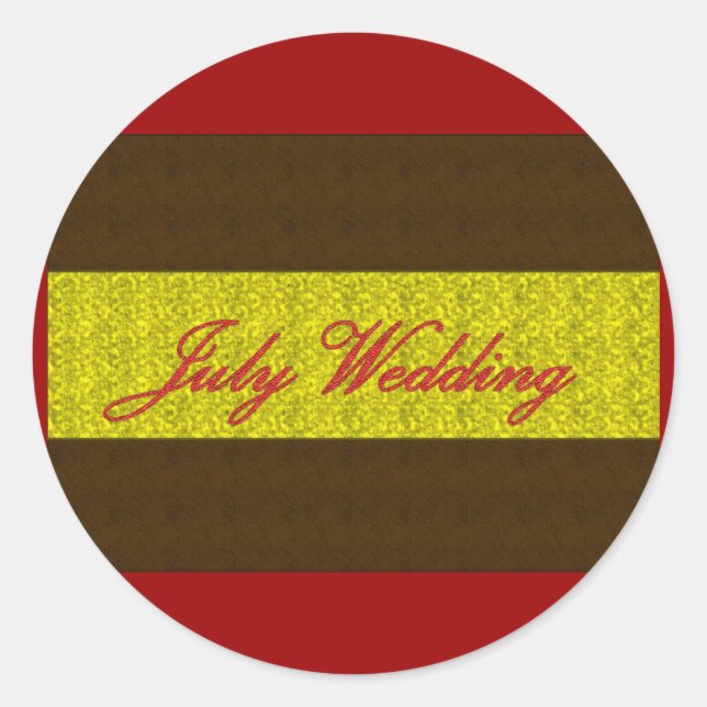 Rond Sticker élégant "Mariage de juillet" (Devant)