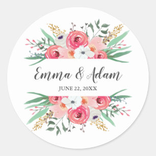 Rond Sticker Élégant Mariage d'enveloppe Eucalyptus