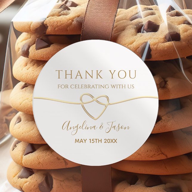 Rond Sticker élégant Mariage or Merci (Créateur téléchargé)