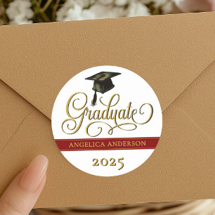 Rond Sticker élégant pour graduation de script