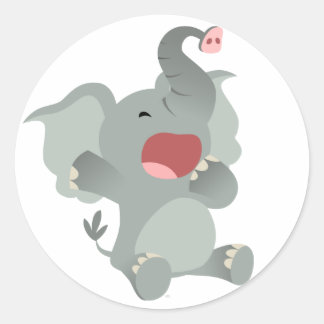 Rond Sticker Eléphant Cartoon Sleepy
