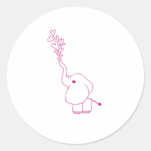 Rond Sticker éléphant de la Saint-Valentin