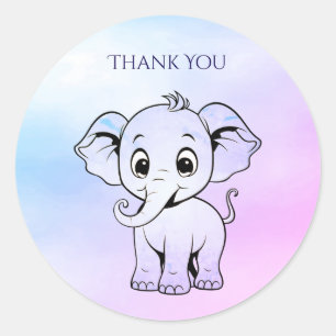 Rond Sticker Eléphant mignon