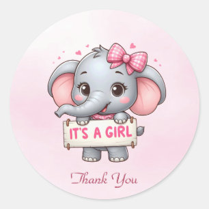 Rond Sticker Eléphant Rose