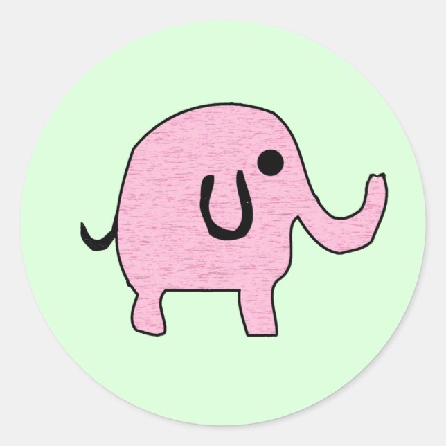 Rond Sticker Eléphant Rose (Devant)
