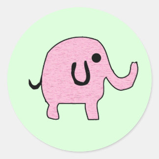 Rond Sticker Eléphant Rose