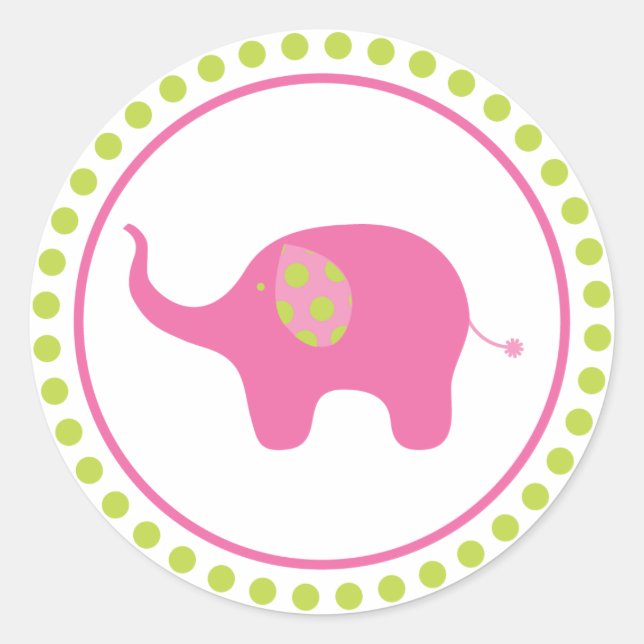 Rond Sticker Eléphant Rose (Devant)