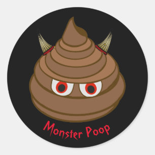 Rond Sticker Emoji Monster Poop