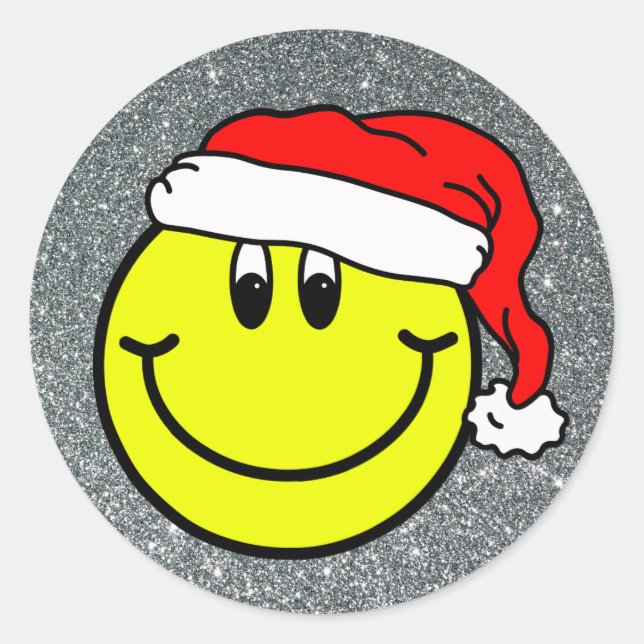 Rond Sticker Emoji Tour du visage souriant du Père Noël (Devant)