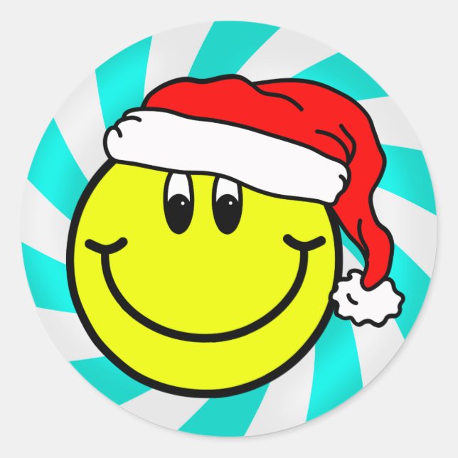 Rond Sticker Emoji Tour du visage souriant du Père Noël (Devant)