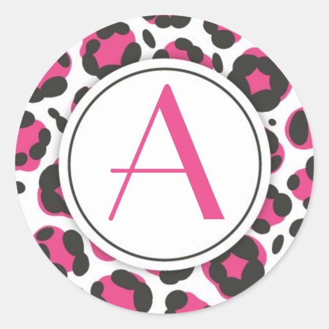 Rond Sticker Empreinte de léopard rose chaud (Devant)