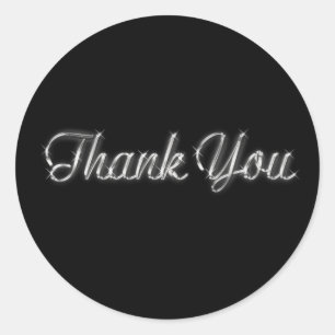 Rond Sticker en argent et Merci noir