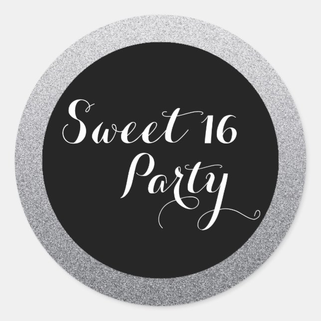Rond Sticker en argent Faux Parties scintillant Sweet 1 (Devant)