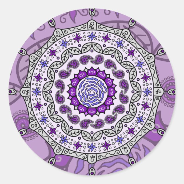 Rond Sticker en argent Imaginaire Mehndi (Devant)