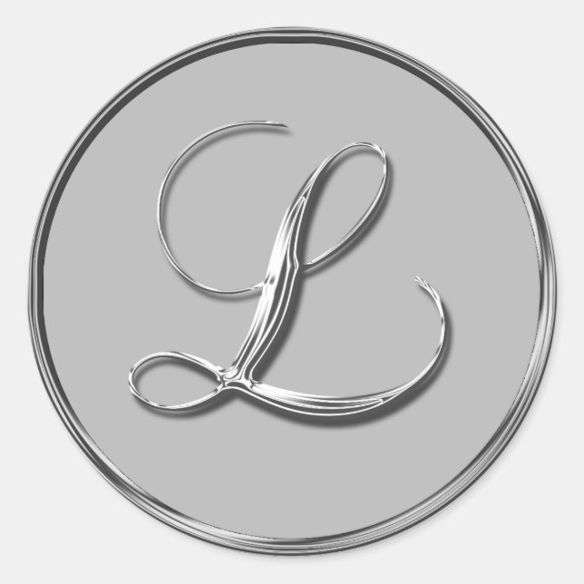 Rond Sticker en argent Mariage officiel Monogramme L Sc (Devant)