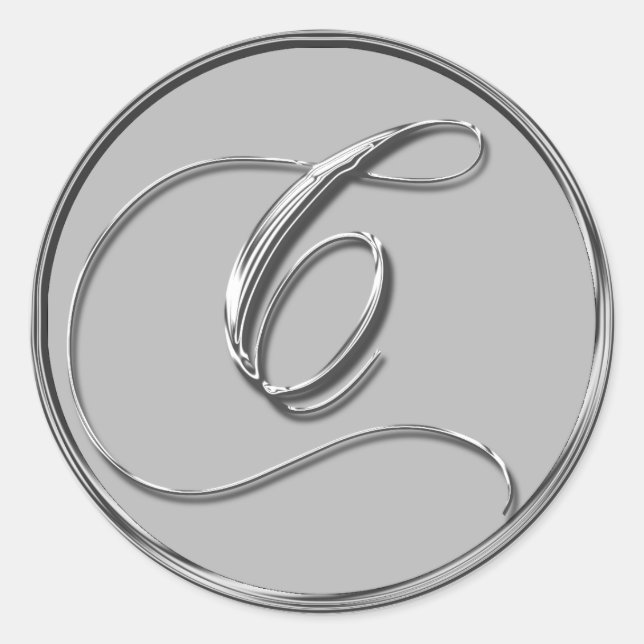 Rond Sticker en argent pour Mariage officiel Monogramme (Devant)